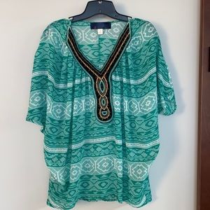 Green short sleeve blouse by Blue Rain